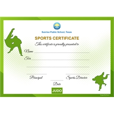 School Sports Award Certificate Judo A4 Size | Use on Laser Printer